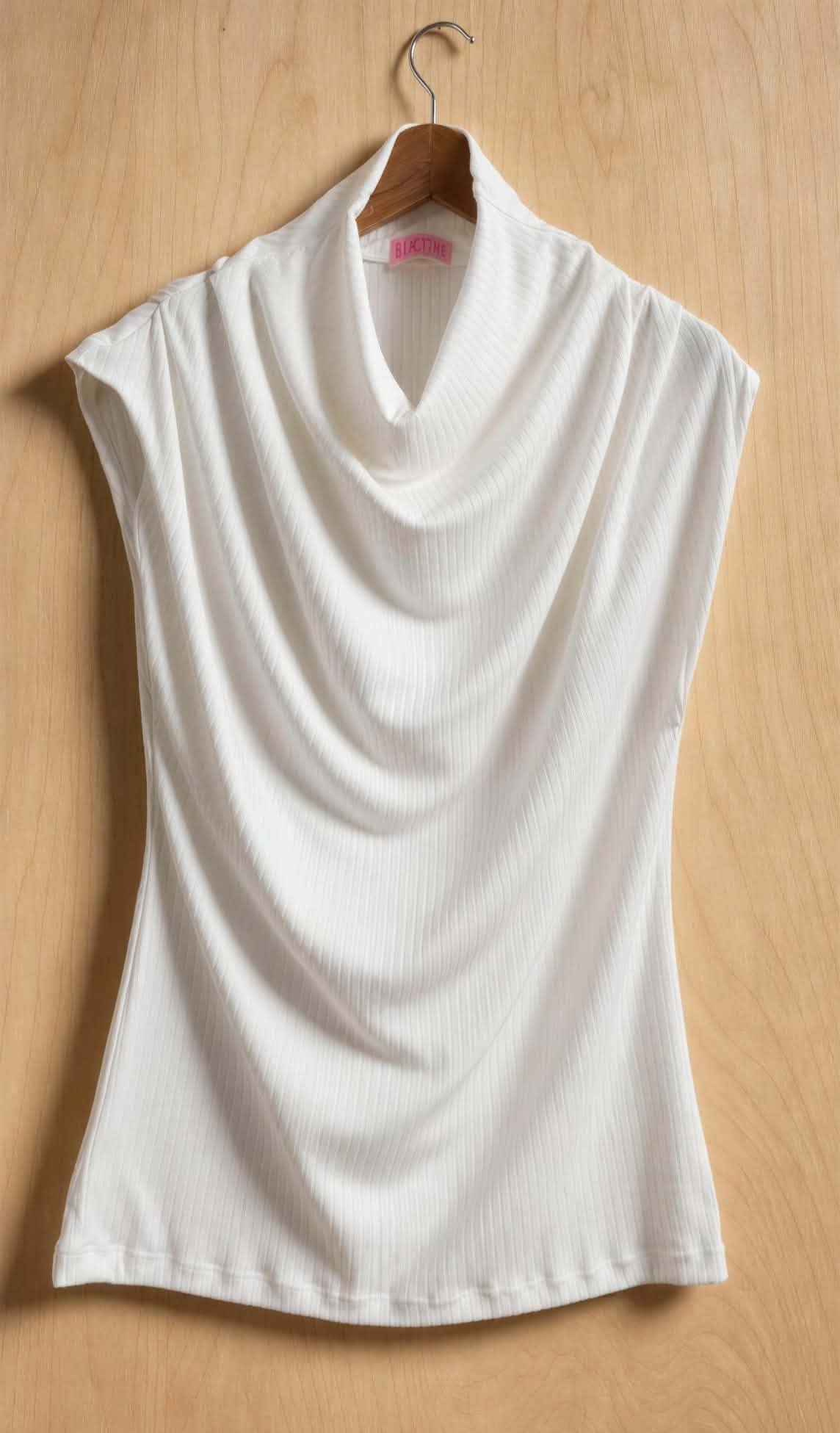 Blusa drapeada manga corta color perla.