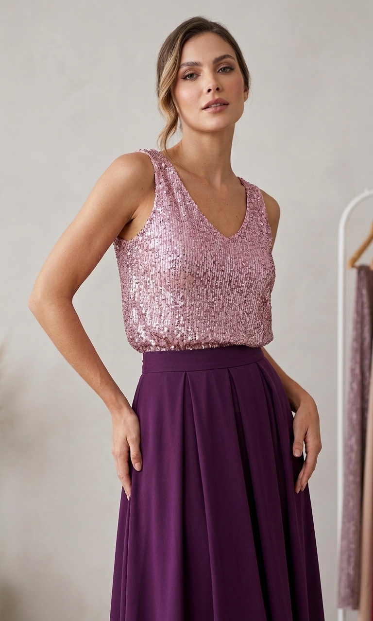 Blusa Lentejuelas manga corta